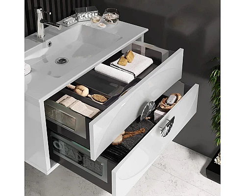 Купить Комплект мебели белый глянец/хром 91 см Opadiris Ибица в магазине сантехники Santeh-Crystal.ru