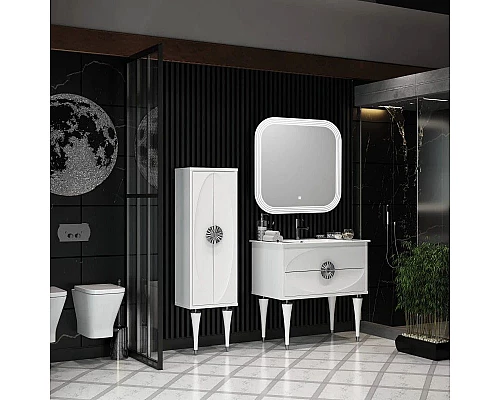 Купить Комплект мебели белый глянец/хром 91 см Opadiris Ибица в магазине сантехники Santeh-Crystal.ru