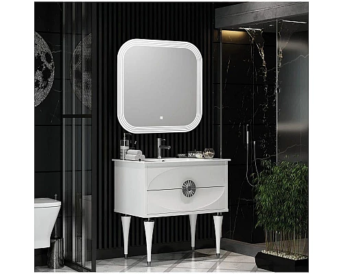 Заказать Тумба с раковиной белый глянец/хром 91 см Opadiris Ибица в магазине сантехники Santeh-Crystal.ru