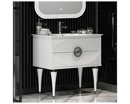 Заказать Тумба с раковиной белый глянец/хром 91 см Opadiris Ибица в магазине сантехники Santeh-Crystal.ru