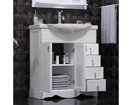 Купить Комплект мебели белый матовый 75 см Opadiris Клио в магазине сантехники Santeh-Crystal.ru