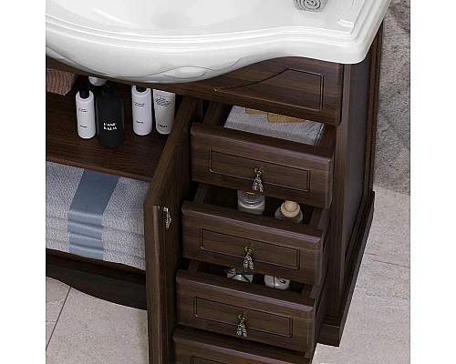 Купить Тумба с раковиной орех антикварный 86 см Opadiris Клио в магазине сантехники Santeh-Crystal.ru