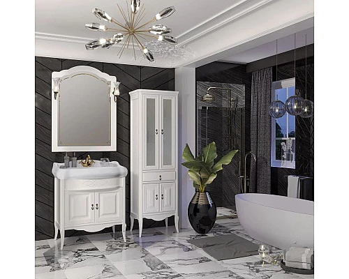 Приобрести Комплект мебели белый матовый 80 см Opadiris Лоренцо в магазине сантехники Santeh-Crystal.ru