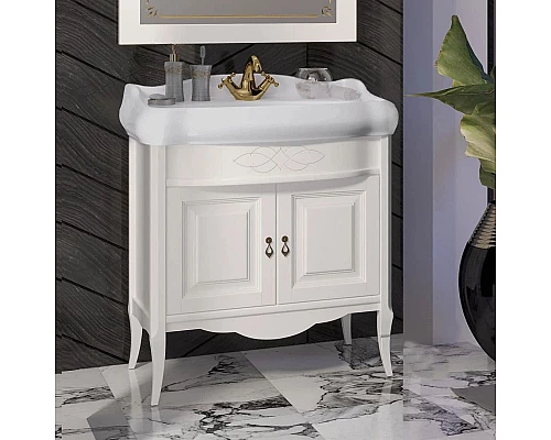 Приобрести Комплект мебели белый матовый 80 см Opadiris Лоренцо в магазине сантехники Santeh-Crystal.ru