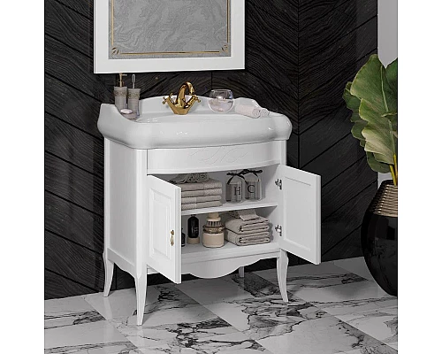 Приобрести Комплект мебели белый матовый 80 см Opadiris Лоренцо в магазине сантехники Santeh-Crystal.ru