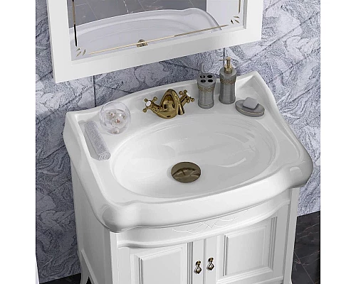 Приобрести Комплект мебели белый матовый 80 см Opadiris Лоренцо в магазине сантехники Santeh-Crystal.ru