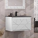 Тумба с раковиной белый матовый 91 см, раковина антрацит Opadiris Луиджи