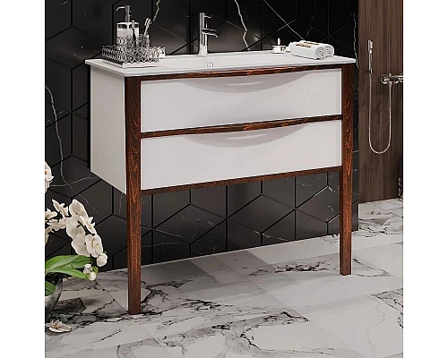 Заказать Комплект мебели белый глянец/светлый орех 91 см Opadiris Риголетто в магазине сантехники Santeh-Crystal.ru