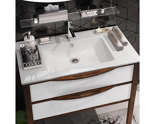 Заказать Комплект мебели белый глянец/светлый орех 91 см Opadiris Риголетто в магазине сантехники Santeh-Crystal.ru