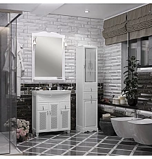 Комплект мебели белый матовый 76 см с решеткой Opadiris Тибет