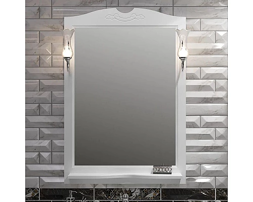 Приобрести Комплект мебели белый матовый 76 см с художественным стеклом Opadiris Тибет в магазине сантехники Santeh-Crystal.ru