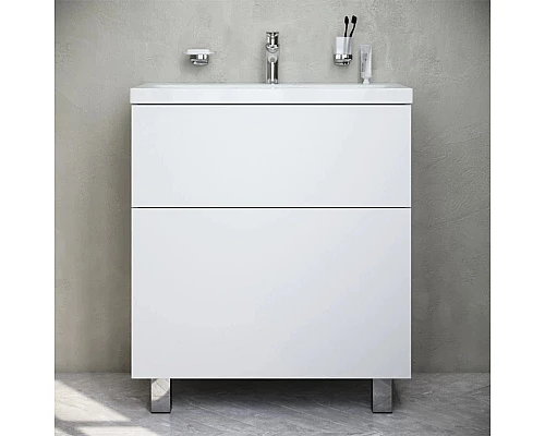 Приобрести Комплект мебели белый глянец 80 см Am.Pm Gem M90FSX07522WG32 + M90WCC0752WG + M91AMOX0801WG в магазине сантехники Santeh-Crystal.ru