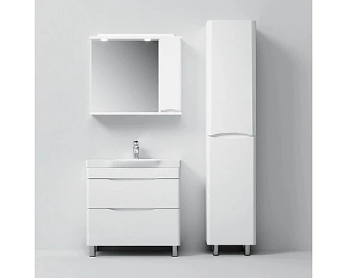 Приобрести Комплект мебели белый глянец 80 см Am.Pm Like M80FSX0802WG + M80WCC0802WG + M80MPR0801WG в магазине сантехники Santeh-Crystal.ru