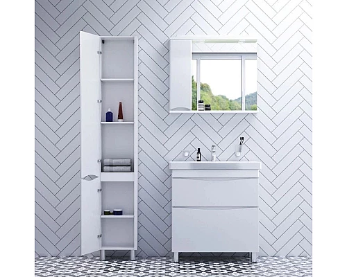 Заказать Комплект мебели белый глянец 80 см Am.Pm Like M80FSX0802WG + M80WCC0802WG + M80MPL0801WG в магазине сантехники Santeh-Crystal.ru