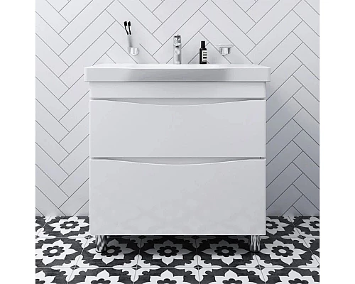 Заказать Комплект мебели белый глянец 80 см Am.Pm Like M80FSX0802WG + M80WCC0802WG + M80MPL0801WG в магазине сантехники Santeh-Crystal.ru