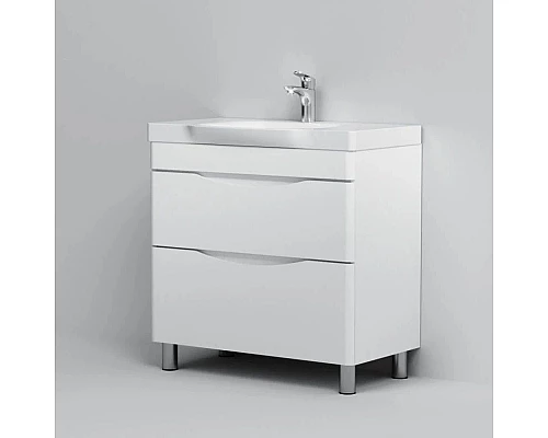 Приобрести Тумба с раковиной белый глянец 80 см Am.Pm Like M80FSX0802WG + M80WCC0802WG в магазине сантехники Santeh-Crystal.ru