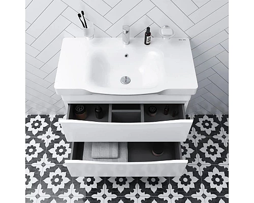 Купить Комплект мебели белый глянец 80 см Am.Pm Like M80FHX0802WG + M80WCC0802WG + M80MPL0801WG в магазине сантехники Santeh-Crystal.ru