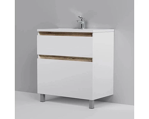 Заказать Тумба с раковиной белый глянец 80 см Am.Pm X-Joy M85AFSX0802WG + M85AWCC0802WG в магазине сантехники Santeh-Crystal.ru