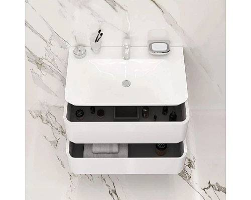 Заказать Тумба с раковиной белый глянец 80 см Am.Pm Sensation M30FHX0802WG + M30WPC0801WG в магазине сантехники Santeh-Crystal.ru