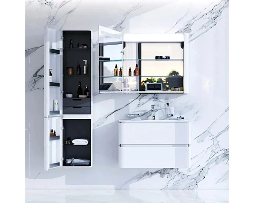 Заказать Тумба с раковиной белый глянец 80 см Am.Pm Sensation M30FHX0802WG + M30WPC0801WG в магазине сантехники Santeh-Crystal.ru