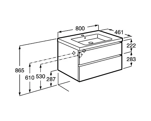 Заказать Тумба с раковиной белый глянец 80 см Roca Domi 857536806 + 3270M0004 в магазине сантехники Santeh-Crystal.ru