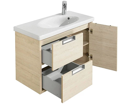 Купить Тумба с раковиной дуб верона 80 см Roca Etna 857301445 + 32700A000 в магазине сантехники Santeh-Crystal.ru