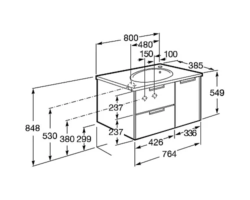 Купить Тумба с раковиной дуб верона 80 см Roca Etna 857301445 + 32700A000 в магазине сантехники Santeh-Crystal.ru