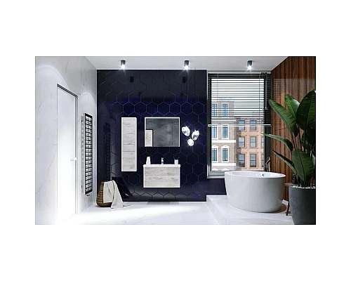 Купить Комплект мебели бетон/белый матовый 80 см Roca Ronda ZRU9303004 + 327470000 + ZRU9303009 в магазине сантехники Santeh-Crystal.ru