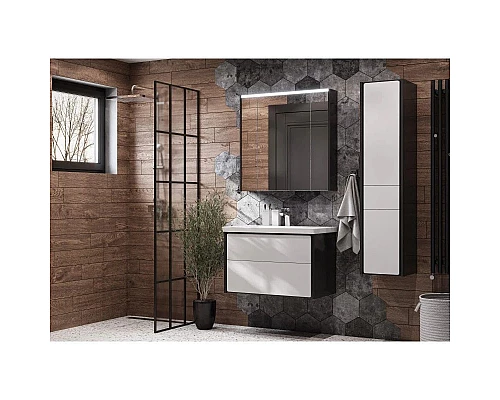 Приобрести Комплект мебели белый глянец/антрацит 80 см Roca Ronda ZRU9302965 + 327470000 + ZRU9302970 в магазине сантехники Santeh-Crystal.ru