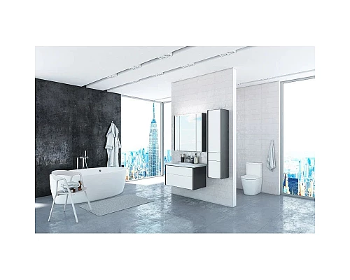Приобрести Комплект мебели белый глянец/антрацит 80 см Roca Ronda ZRU9302965 + 327470000 + ZRU9302970 в магазине сантехники Santeh-Crystal.ru