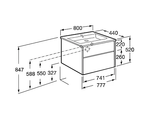 Приобрести Комплект мебели белый глянец/антрацит 80 см Roca Ronda ZRU9302965 + 327470000 + ZRU9302970 в магазине сантехники Santeh-Crystal.ru