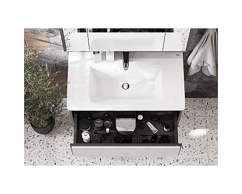 Приобрести Комплект мебели белый глянец/антрацит 80 см Roca Ronda ZRU9302965 + 327470000 + ZRU9302970 в магазине сантехники Santeh-Crystal.ru