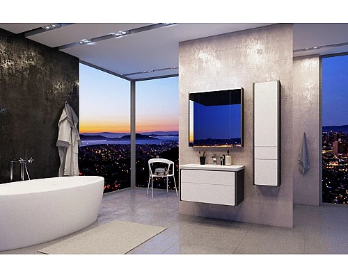 Заказать Тумба с раковиной белый глянец/антрацит 80 см Roca Ronda ZRU9302965 + 327470000 в магазине сантехники Santeh-Crystal.ru