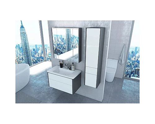 Заказать Тумба с раковиной белый глянец/антрацит 80 см Roca Ronda ZRU9302965 + 327470000 в магазине сантехники Santeh-Crystal.ru