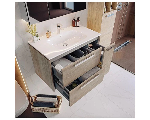 Купить Комплект мебели светлый дуб 80 см Roca Lago 857296444 + 32799C000 + ZRU9000033 в магазине сантехники Santeh-Crystal.ru