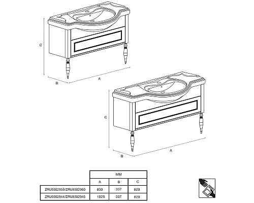 Приобрести Тумба с раковиной дуб молочный 85 см Roca America Evolution L ZRU9302960 + 327206000 в магазине сантехники Santeh-Crystal.ru