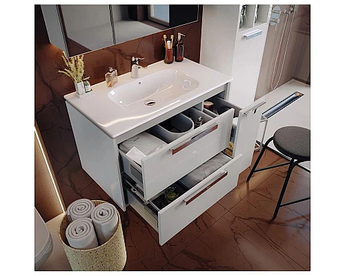 Купить Комплект мебели белый глянец 80 см Roca Lago 857296806 + 32799C000 + ZRU9000033 в магазине сантехники Santeh-Crystal.ru