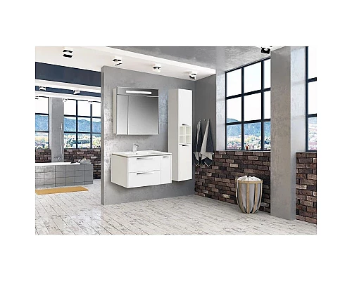 Купить Тумба с раковиной белый глянец 80 см Roca Lago 857296806 + 32799C000 в магазине сантехники Santeh-Crystal.ru