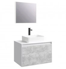 Комплект мебели белый глянец/ бетон светлый 80 см Aqwella 5 Stars Mobi MOB0108W + MOB0708BS + 641945 + SM0208