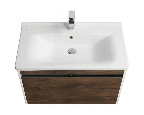 Купить Комплект мебели белый глянец/таксония темная 80 см Акватон Капри 1A230201KPDB0 + 1WH302251 + 1A230402KPDB0 в магазине сантехники Santeh-Crystal.ru