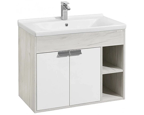 Купить Комплект мебели белый глянец/дуб крафт 80 см Акватон Флай 1A237401FAX10 + 1WH302251 + 1A237702FAX10 в магазине сантехники Santeh-Crystal.ru