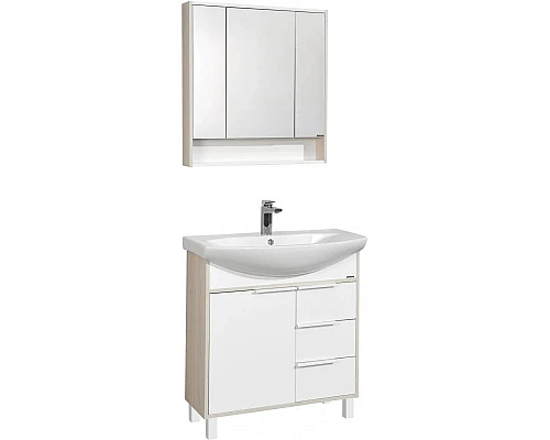 Купить Комплект мебели белый глянец/ясень фабрик 80,5 см Акватон Рико 1A215401RIB90 + 1WH207783 + 1A215302RIB90 в магазине сантехники Santeh-Crystal.ru