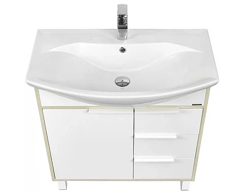 Купить Комплект мебели белый глянец/ясень фабрик 80,5 см Акватон Рико 1A215401RIB90 + 1WH207783 + 1A215302RIB90 в магазине сантехники Santeh-Crystal.ru