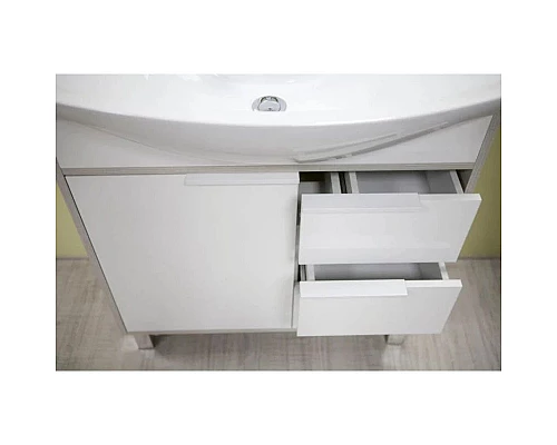 Купить Комплект мебели белый глянец/ясень фабрик 80,5 см Акватон Рико 1A215401RIB90 + 1WH207783 + 1A215302RIB90 в магазине сантехники Santeh-Crystal.ru