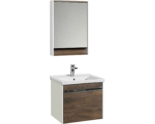 Приобрести Комплект мебели белый глянец/таксония темная 60 см Акватон Капри 1A230101KPDB0 + 1WH302421 + 1A230302KPDB0 в магазине сантехники Santeh-Crystal.ru