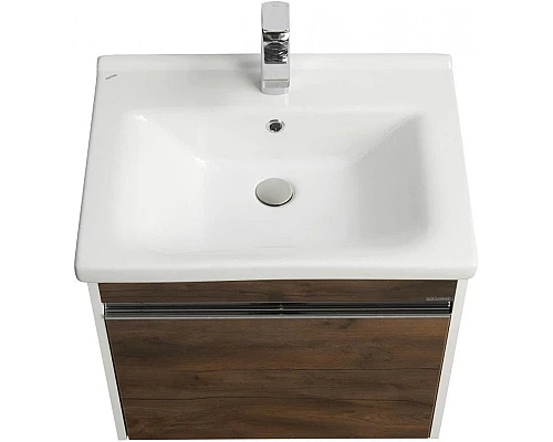 Приобрести Комплект мебели белый глянец/таксония темная 60 см Акватон Капри 1A230101KPDB0 + 1WH302421 + 1A230302KPDB0 в магазине сантехники Santeh-Crystal.ru