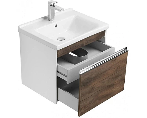 Приобрести Комплект мебели белый глянец/таксония темная 60 см Акватон Капри 1A230101KPDB0 + 1WH302421 + 1A230302KPDB0 в магазине сантехники Santeh-Crystal.ru