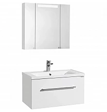 Комплект мебели белый глянец 80 см Акватон Мадрид 1A126801MA010 + 1A70493KPR010 + 1A175202MA010