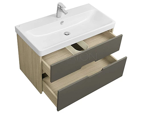 Заказать Комплект мебели грей/дуб ойстер 90 см Акватон Оливия 1A254401OLUG0 + 1WH501629 + 1A256502A1010 в магазине сантехники Santeh-Crystal.ru