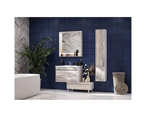 Заказать Комплект мебели белый глянец/бетон пайн 80 см Акватон Капри 1A230201KPDA0 + 1WH302251 + 1A230402KPDA0 в магазине сантехники Santeh-Crystal.ru